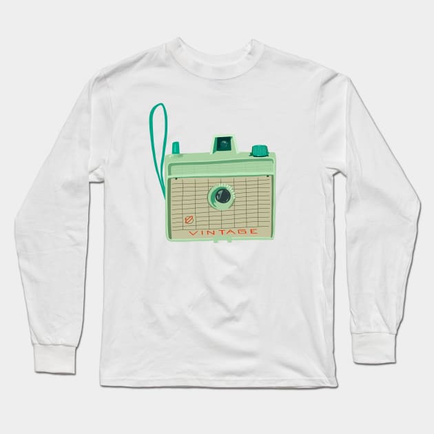 Mint Vintage Camera Long Sleeve T-Shirt by jenblove